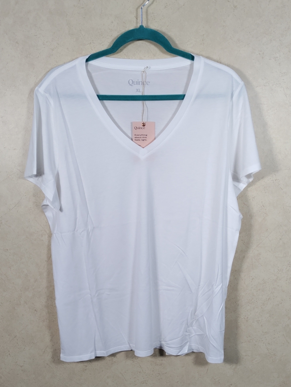 H179 Quince White Cotton Modal V-Neck T-Shirt XL NWT
